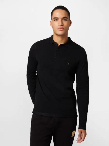 AllSaints Tričko s dlhým rukávom Reform Polo čierna