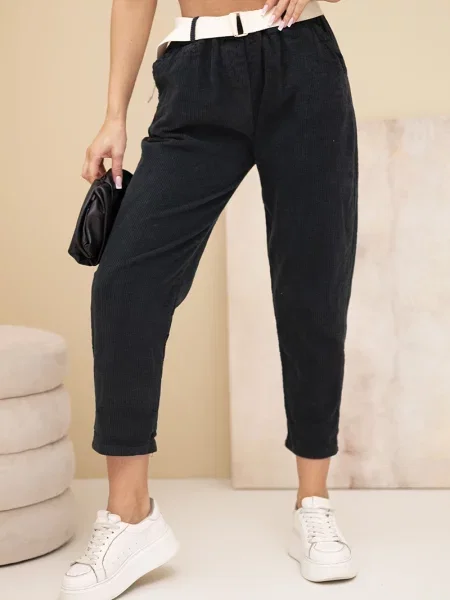 Pantaloni Kesi Włoski de catifea negru