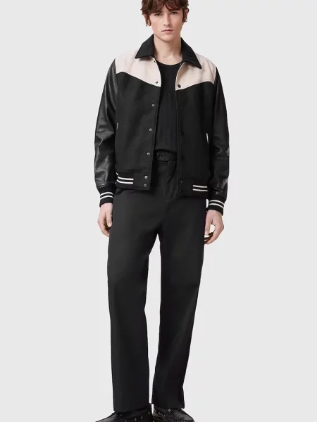 AllSaints pantaloni din lana LOCKE barbati drept negru