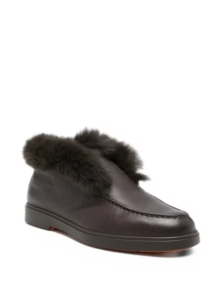Pantofi loafer Santoni din piele maro