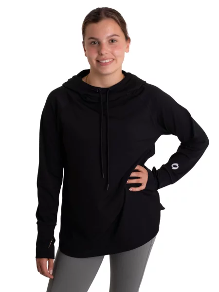 Mymotus Športen pulover mymotus® ladies hooded comfort sweat loose fit long črna