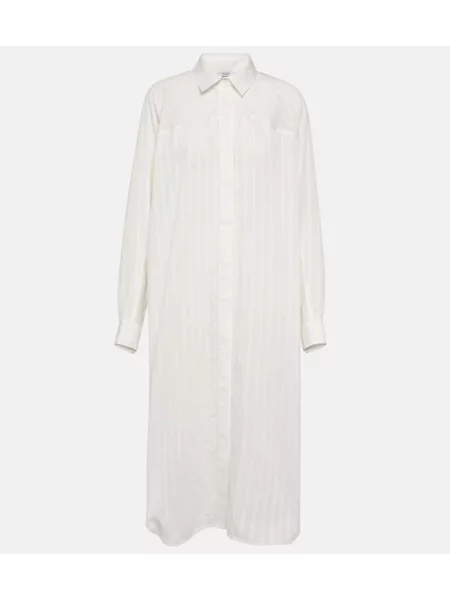 Sukienka koszulowa Toteme w paski żakardowa garniturowa biała