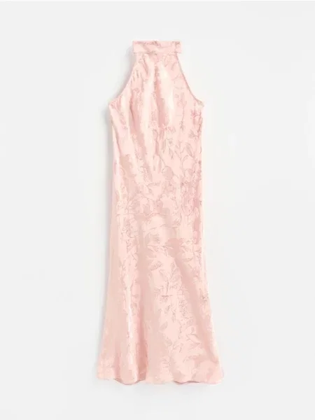 Reserved Rochie maxi cu model jacard roz