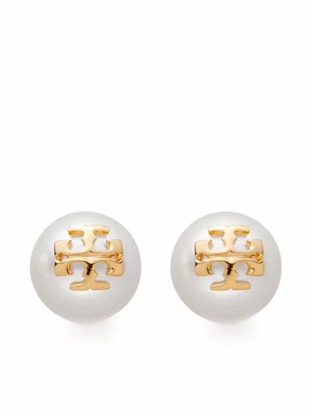 Cercei Tory Burch cu perle alb