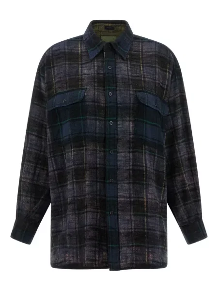 Cămașă R13 în carouri de flanelă albastru