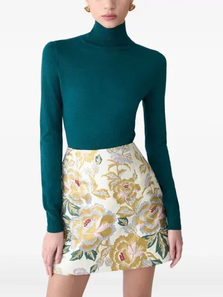 Fusta mini Carolina Herrera cu model floral din jacard