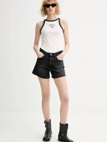 Levi's šortky džínové RIBCAGE A-LINE černé