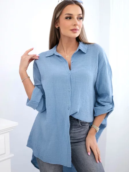 Cămașă Kesi Włoski din muselină albastru