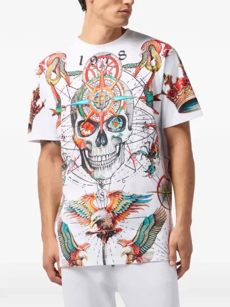 Tricou Philipp Plein scurt alb