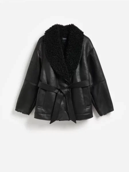 Reserved Palton scurt cu cordon negru