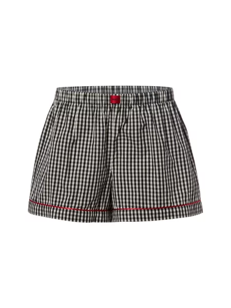 HUGO szorty od piżamy Vichy Kobiety czarny|biały w kratkę S białe