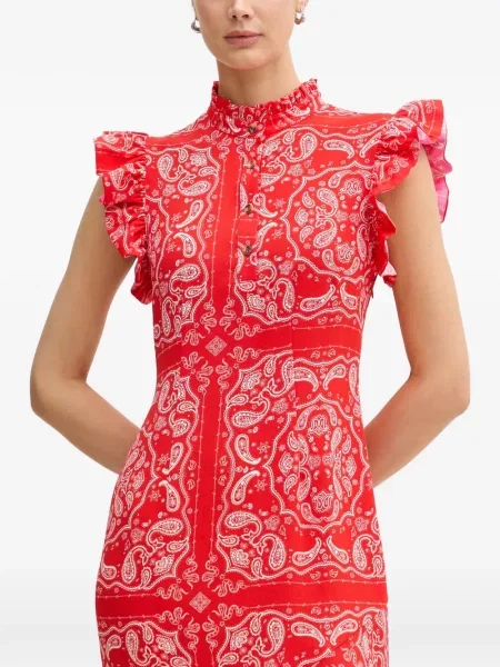 Rochie midi Never Fully Dressed cu imagine cu model paisley roșu