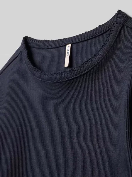 Bluzka z długim rękawem o kroju slim fit z mieszanki bawełny model ‘TRINNY LIFE’ Only granatowa