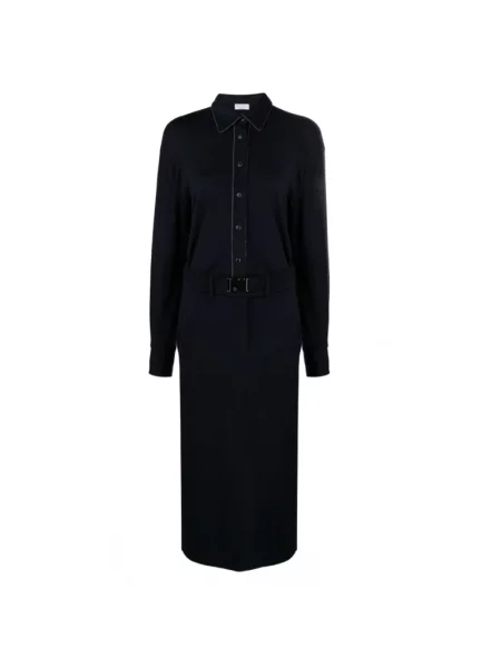 Sukienka koszulowa Brunello Cucinelli wełniana niebieska