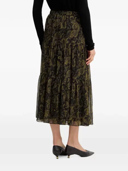 Fustă din piele Michael Michael Kors cu model paisley cu autograf negru