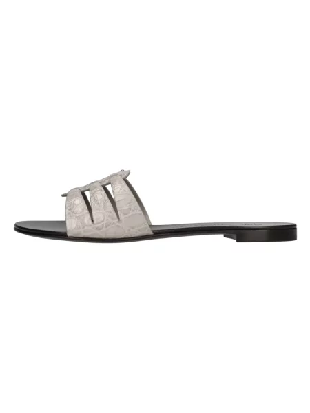 Klapki Giuseppe Zanotti skórzane bez obcasa szare