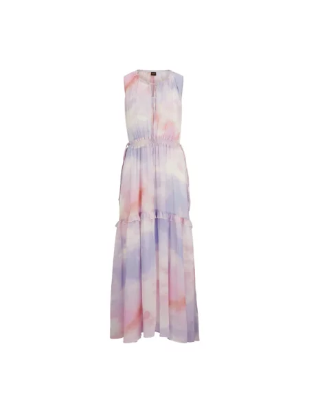 Wielobarwność sukienka maxi Boss Orange bez rękawów z nadrukiem