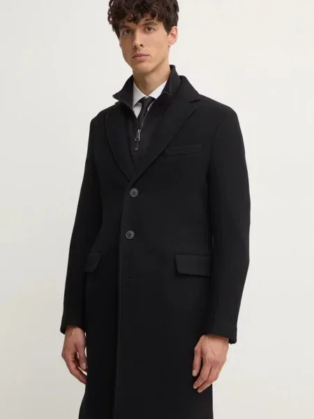 United Colors of Benetton palton de lana de tranzitie negru