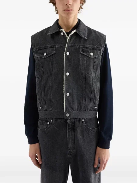 Vestă denim Jil Sander din fleece gri