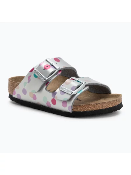 BIRKENSTOCK gyerek flip-flop Arizona BF Narrow elektromos metál pöttyös ezüst. Méret: 27 EU