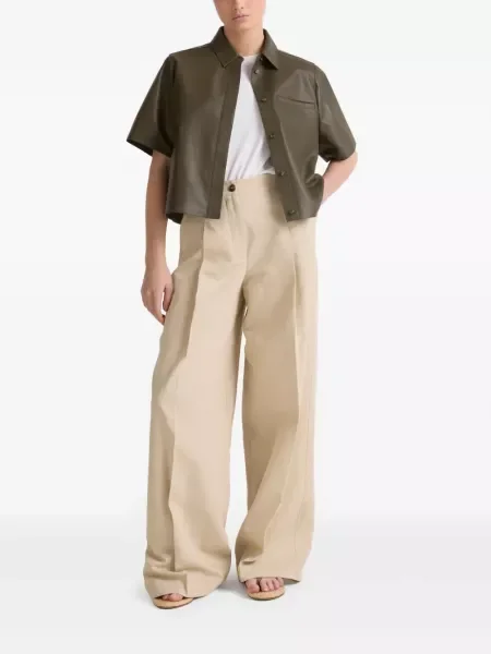 Decupat top Yves Salomon din piele verde