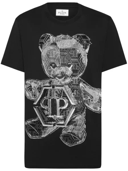 Ursuleț de pluș cămașă Philipp Plein cu aplicații negru