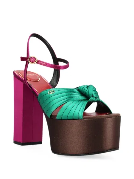 Sandale Valentino Garavani din satin cu platformă verde