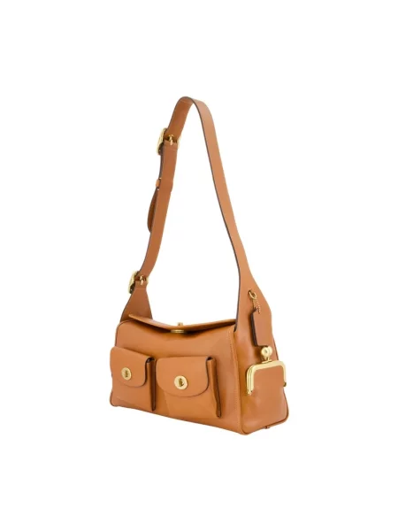 Coach torebka hobo skórzana Turnlock Haversack Bag brązowa
