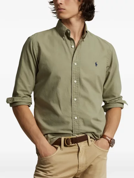 Tricou polo Polo Ralph Lauren cu autograf cu 5 buzunare în carouri gri