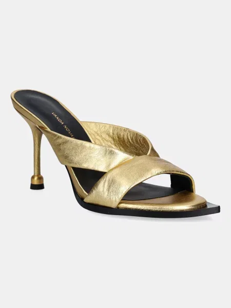 Kožené pantofle Vanda Novak Mila na zlatá