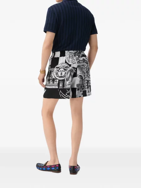 Pantaloni scurți Versace de mătase negru