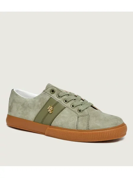 LAUREN RALPH LAUREN Sneakers JANSON II | piele întoarsă cu adaos de piele verde