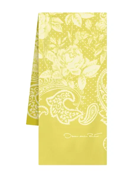 Fular Oscar De La Renta de mătase cu imagine cu model paisley galben