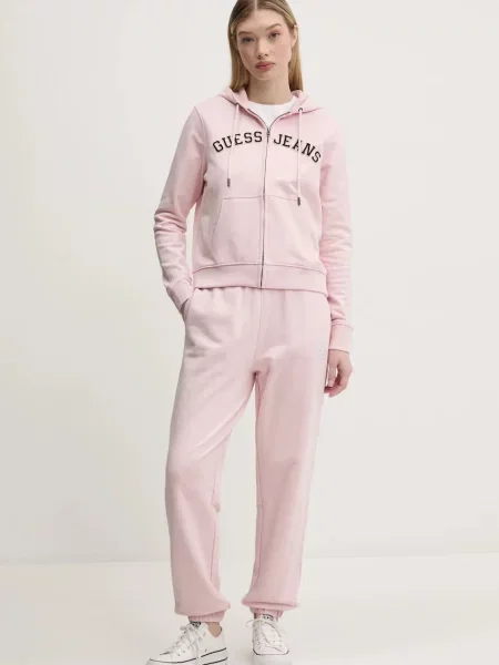 Спортивні штани Guess Jeans з принтом рожевий