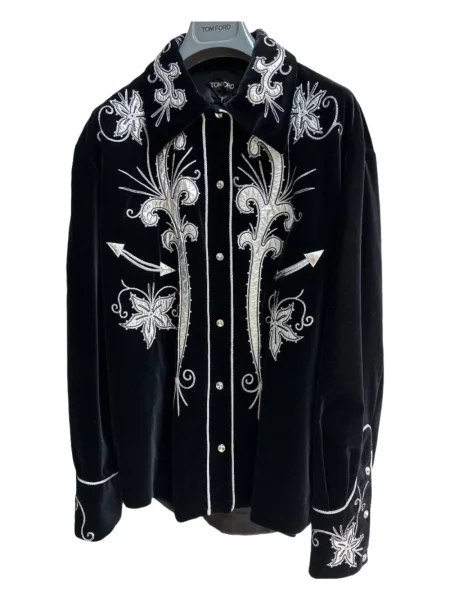 Cămașă Tom Ford de catifea negru