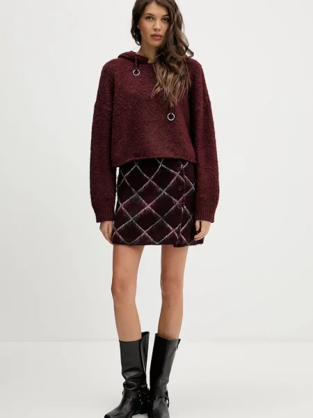 The Ragged Priest spódnica mini prosta bordowy