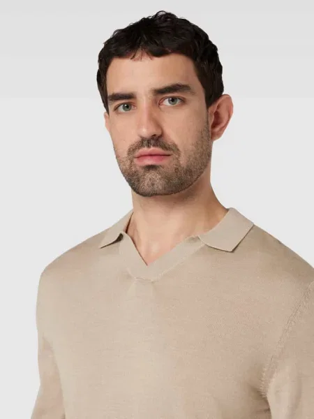 Sweter z kołnierzykiem polo w jednolitym kolorze Selected Homme biały