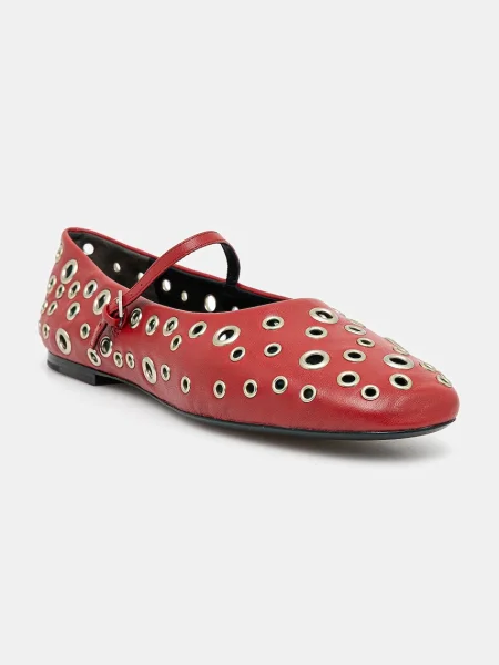 Tory Burch Kožené baleríny Eyelet Mary Jane Ballet červené