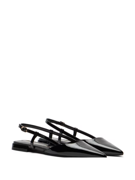 Balerinki Stuart Weitzman skórzane z otwartą piętą czarne