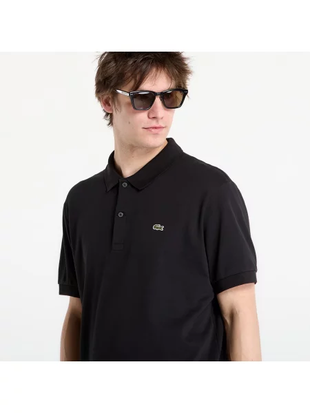 Gulerat tricou polo Lacoste cu nervuri negru