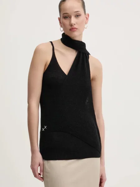 Heliot Emil bluză din amestec de lână uni negru