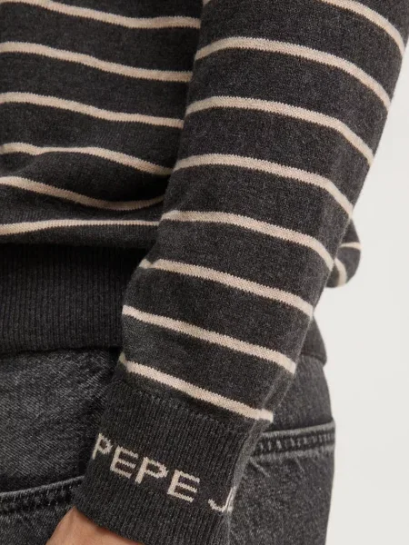 Pepe Jeans gyapjúkeverék pulóver NEW ANDRE STRIPES szürke