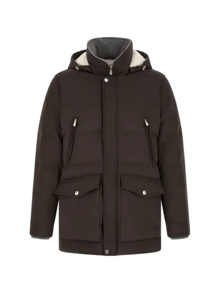 Geacă parka Brunello Cucinelli cu glugă maro