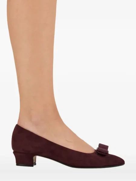 Pantofi cu toc Ferragamo cu funde violet
