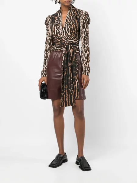 Raštuotas palaidinė be rankovių Proenza Schouler leopardinis v formos iškirpte ruda