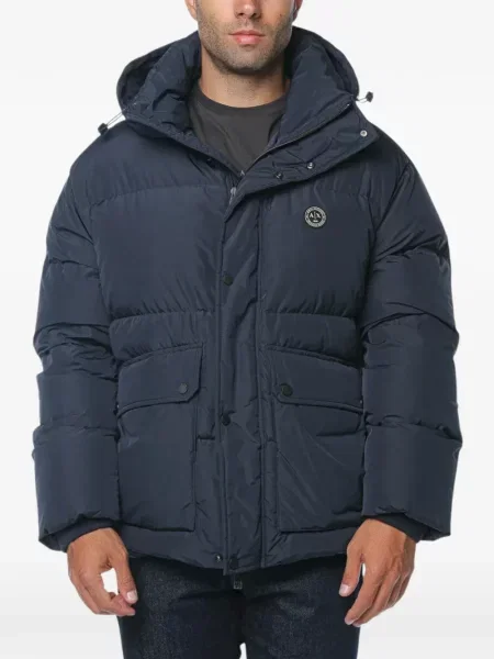 Geacă Armani Exchange cu glugă albastru