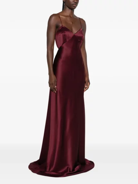 Rochie maxi Max Mara din satin cu bretele roșu