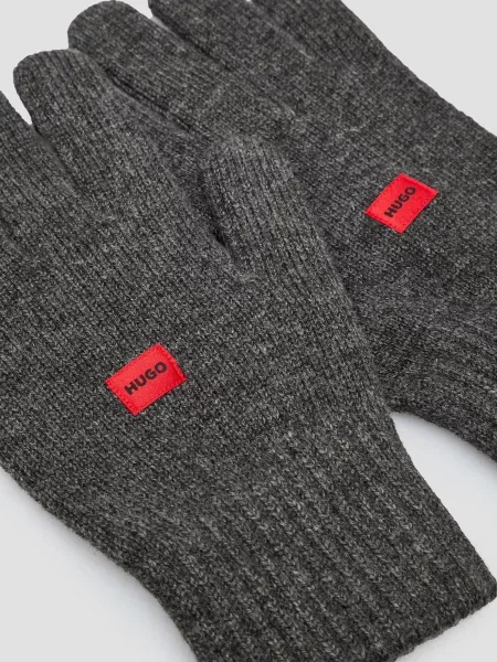 Вовняні рукавички Hugo сірі