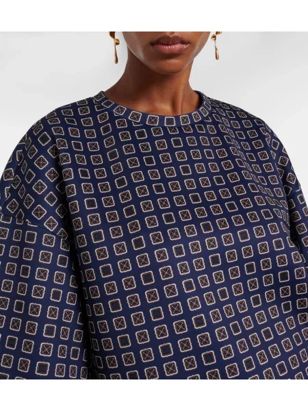 Top Max Mara cu imagine din jerseu albastru