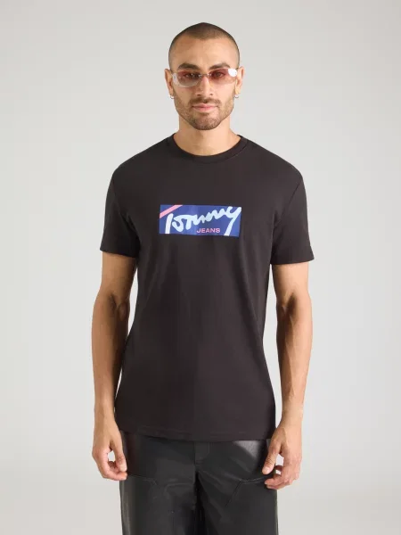 Tommy Jeans Tričko modrá / ružová / čierna biela